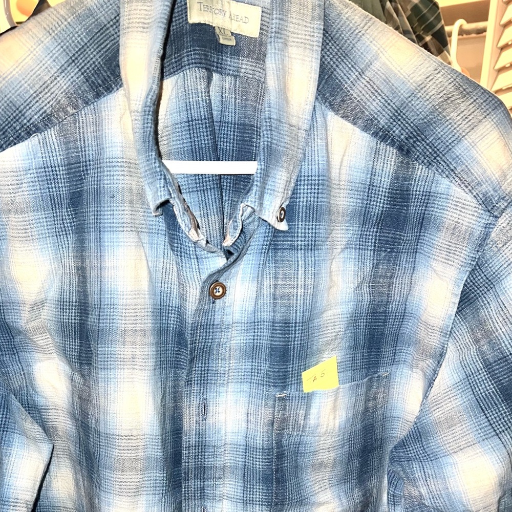TA5 The Territory Ahead Men’s Long Sleeve Shirt Plaid Blue White XL
